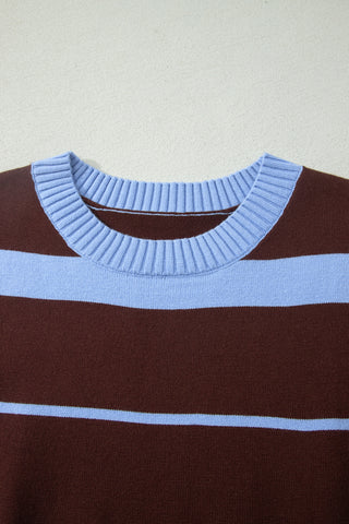 Brown and Blue Sleeveless Sweater