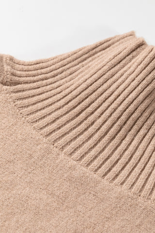 Half Sleeve Turtle Neck Sweater - Beige