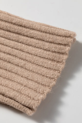 Half Sleeve Turtle Neck Sweater - Beige