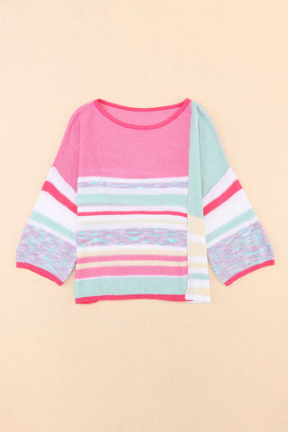 Pink and Mint Bell Sleeve Sweater
