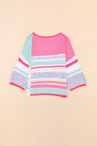 Pink and Mint Bell Sleeve Sweater