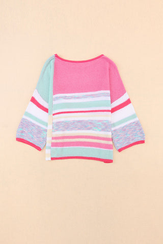 Pink and Mint Bell Sleeve Sweater