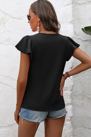 Dressy Flutter Sleeve Top - Black