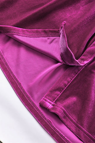 Velour Babydoll Button Up Top - Magenta