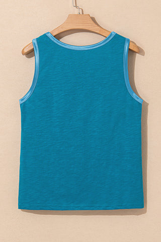 Metallic Trim Tank - Blue