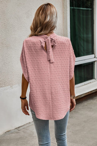 Swiss Dot Cape Style Tie Top - Pink