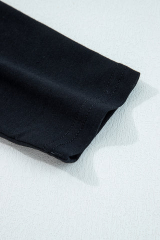 Pleated Long Sleeve Top - Black