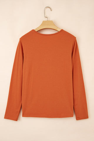 Pleated Long Sleeve Top - Red Clay