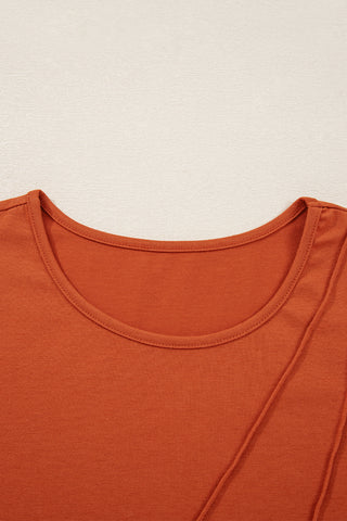 Pleated Long Sleeve Top - Red Clay