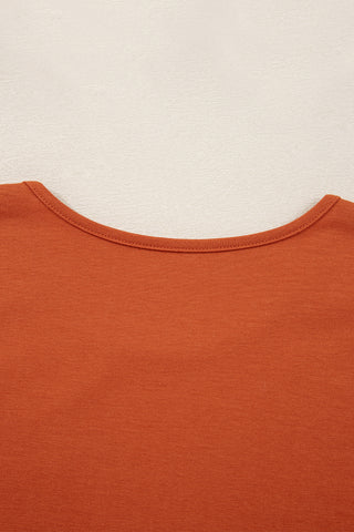 Pleated Long Sleeve Top - Red Clay