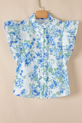 Spring Romance Blue Floral Top