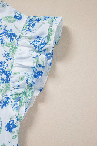 Spring Romance Blue Floral Top