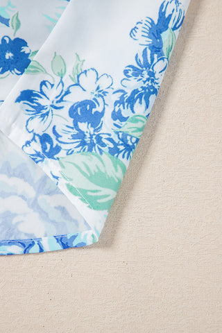Spring Romance Blue Floral Top