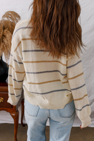 Simple Striped Sweater - Cream