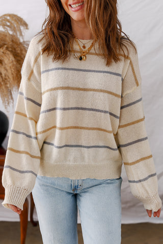 Simple Striped Sweater - Cream