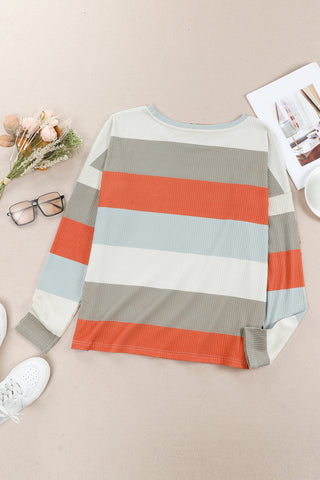 Ribbed Striped Top - Rust