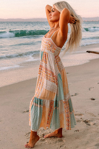 Boho Sundress - Orange and Blue