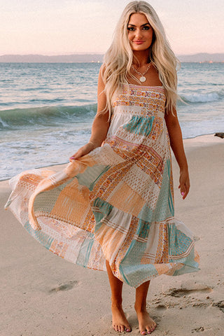 Boho Sundress - Orange and Blue