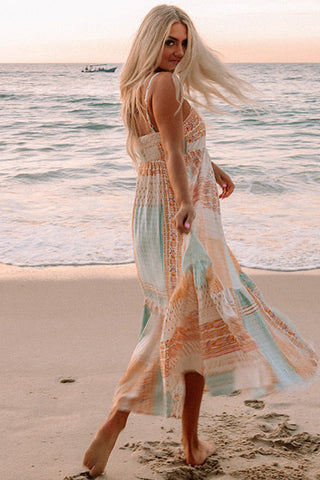 Boho Sundress - Orange and Blue