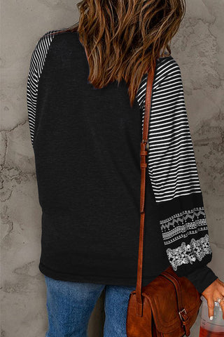 Contrast Sleeve Top - Black