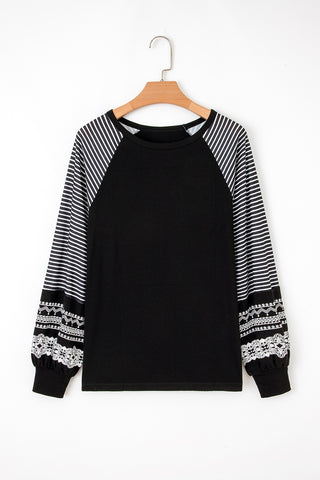 Contrast Sleeve Top - Black