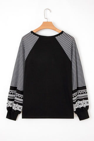 Contrast Sleeve Top - Black