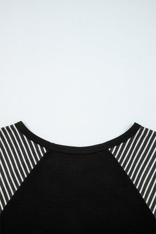 Contrast Sleeve Top - Black