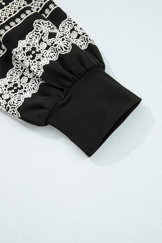 Contrast Sleeve Top - Black