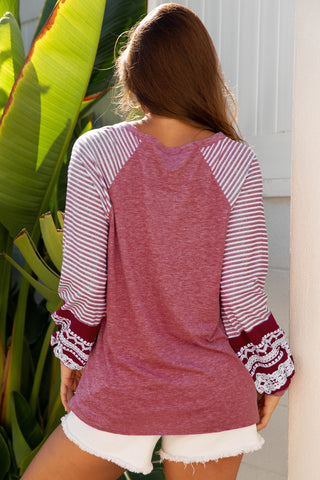 Contrast Sleeve Top - Heather Pink