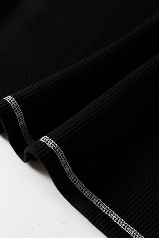 V-Neck Black Textured Top