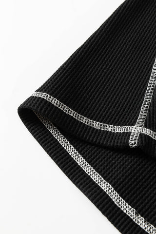 V-Neck Black Textured Top