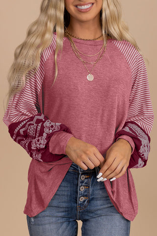 Contrast Sleeve Top - Heather Pink