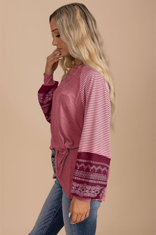 Contrast Sleeve Top - Heather Pink