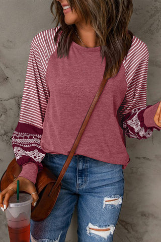 Contrast Sleeve Top - Heather Pink