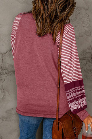 Contrast Sleeve Top - Heather Pink
