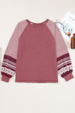 Contrast Sleeve Top - Heather Pink