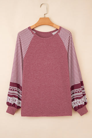 Contrast Sleeve Top - Heather Pink