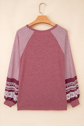 Contrast Sleeve Top - Heather Pink
