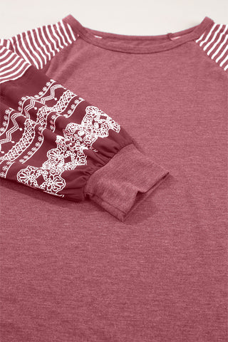 Contrast Sleeve Top - Heather Pink