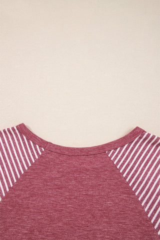Contrast Sleeve Top - Heather Pink