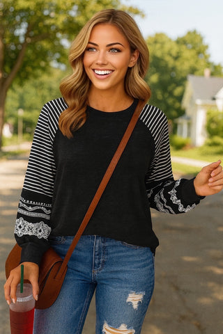 Contrast Sleeve Top - Black