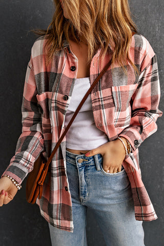 Plaid Button Up Shirt - Pink