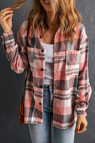 Plaid Button Up Shirt - Pink