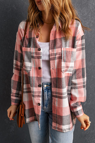 Plaid Button Up Shirt - Pink