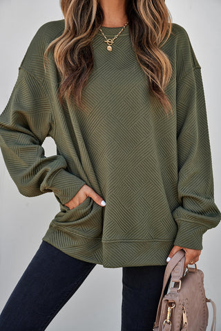 Jacquard Sweatshirt with Pockets - Green
