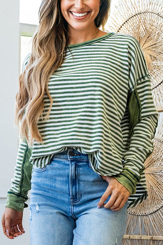Green Striped Thermal Top