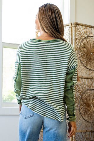 Green Striped Thermal Top