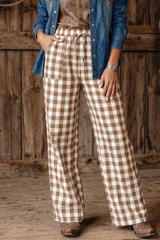 Gingham Dress Pants - Brown