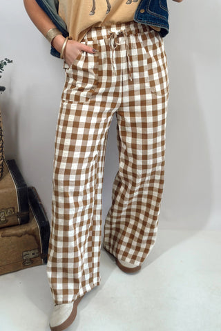 Gingham Dress Pants - Brown