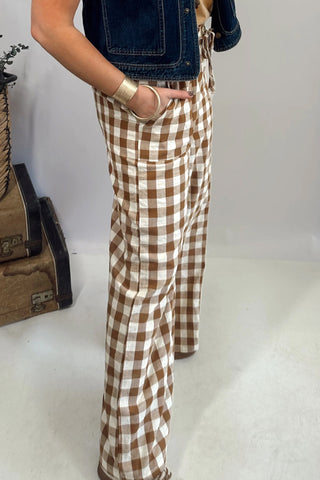 Gingham Dress Pants - Brown